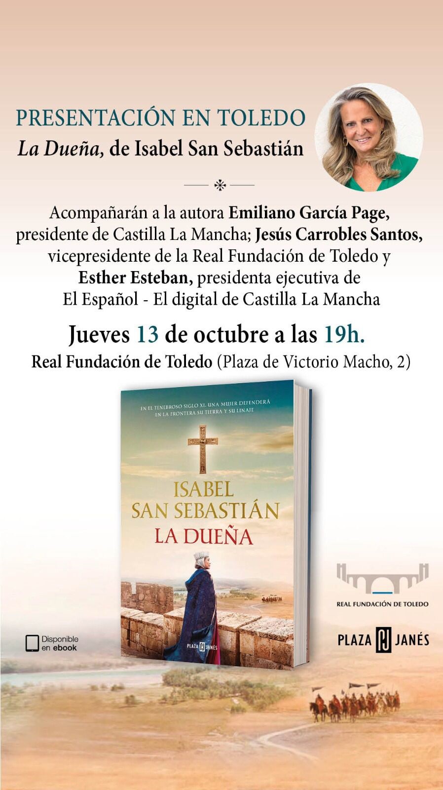 Cartel anunciador del acto de presentación del nuevo libro de Isabel San Sebastián