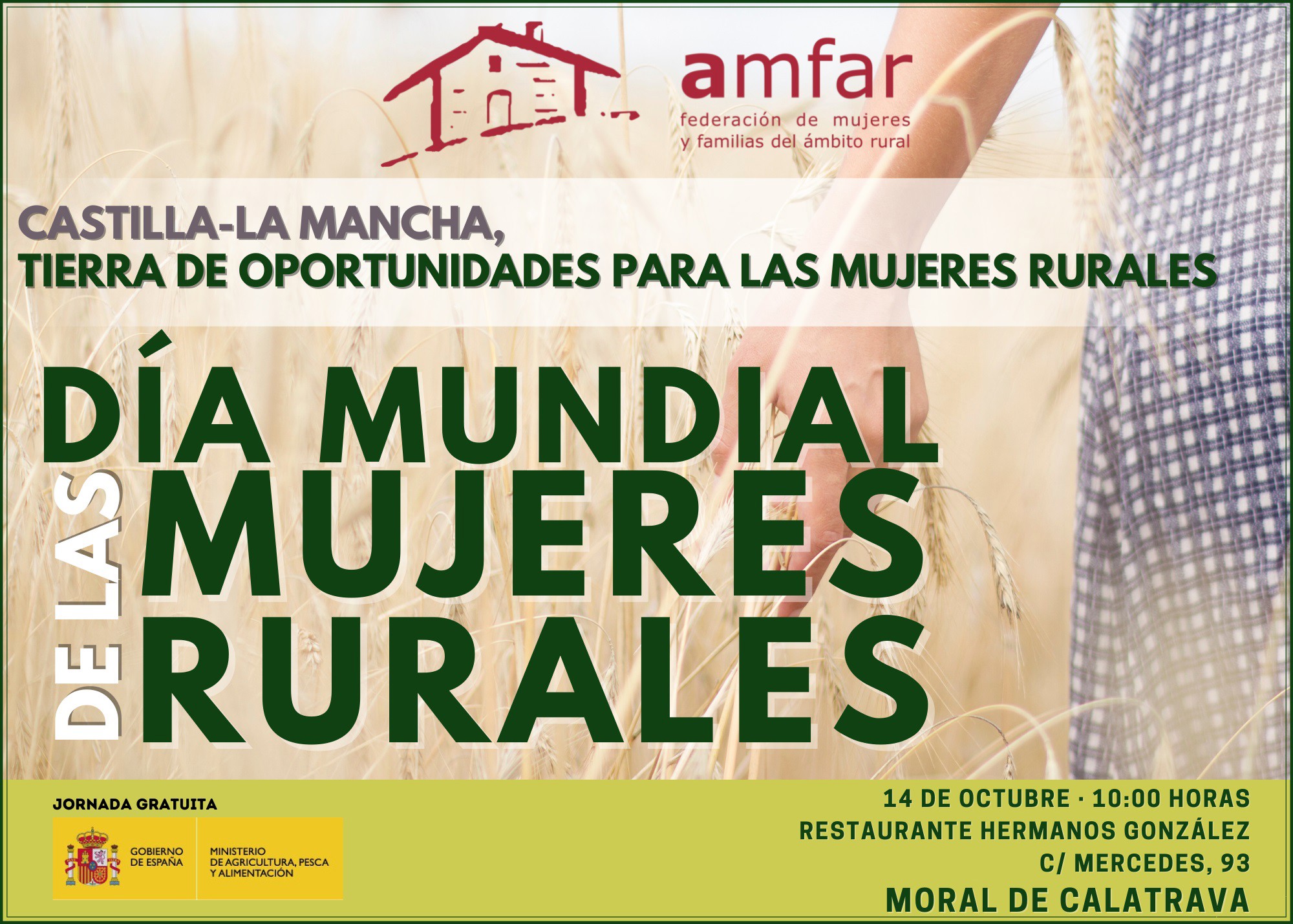 Cartel del Día de las Mujeres Rurales que Amfar celebrará en Moral de Calatrava.