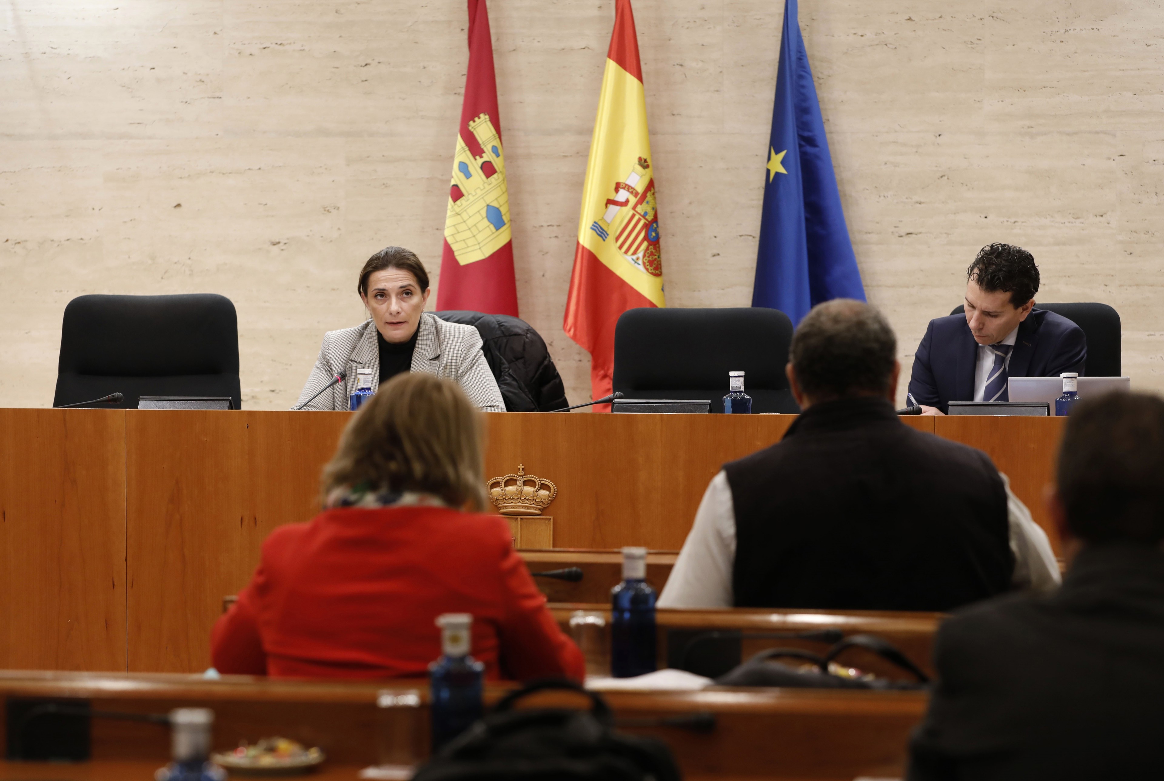 La Comisión de Desarrollo Sostenible presidida por Joaquina Saiz se ha reunido en la sala de Comisiones del edificio de los Grupos Parlamentarios de las Cortes regionales en Toledo.