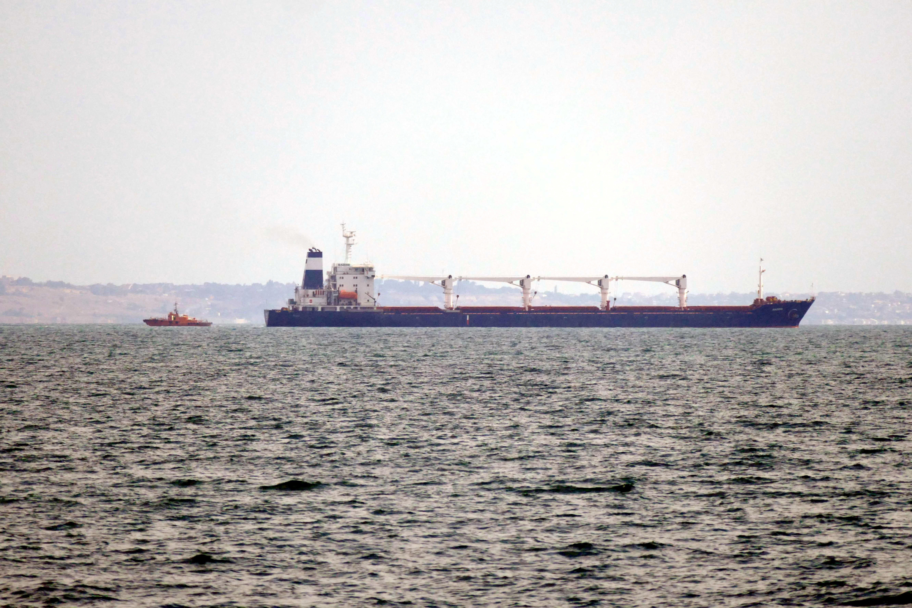 Archivo - El buque 'Razoni' tras salir del puerto de Odesa, en el sur de Ucrania